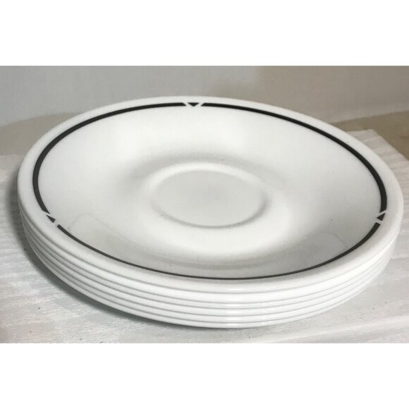 Set Of 6 Corelle Silk and Roses White & Black Saucers 6.25" Dishes - Picture 2 of 5